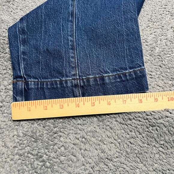 Loft Jeans Womens 32 /14  (35x26) The Straight High Rise Blue Cropped Button Fly - Picture 10 of 13